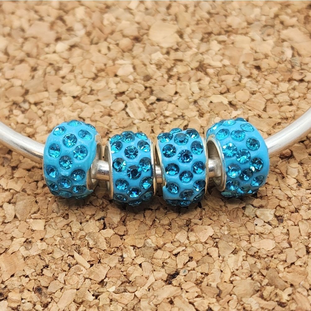 5/$21 ❤ 4 BLUE TURQUOISE CRYSTAL SPACER CHARMS FOR PANDORA
